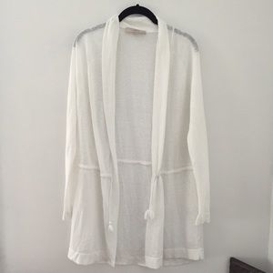Loft white robe like cardigan